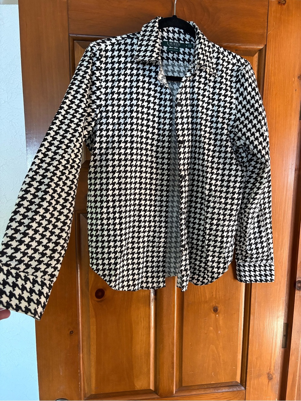 Ralph Lauren Black and White Houndstooth Button-Down Shirt